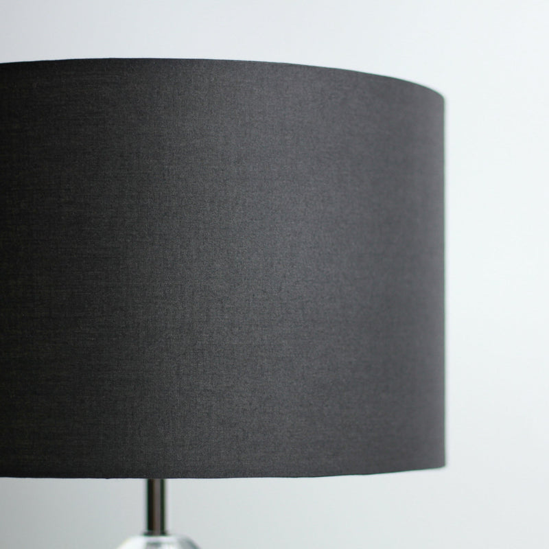 Moby Table Lamp - Acrylic Chrome Base Black Drum Shade