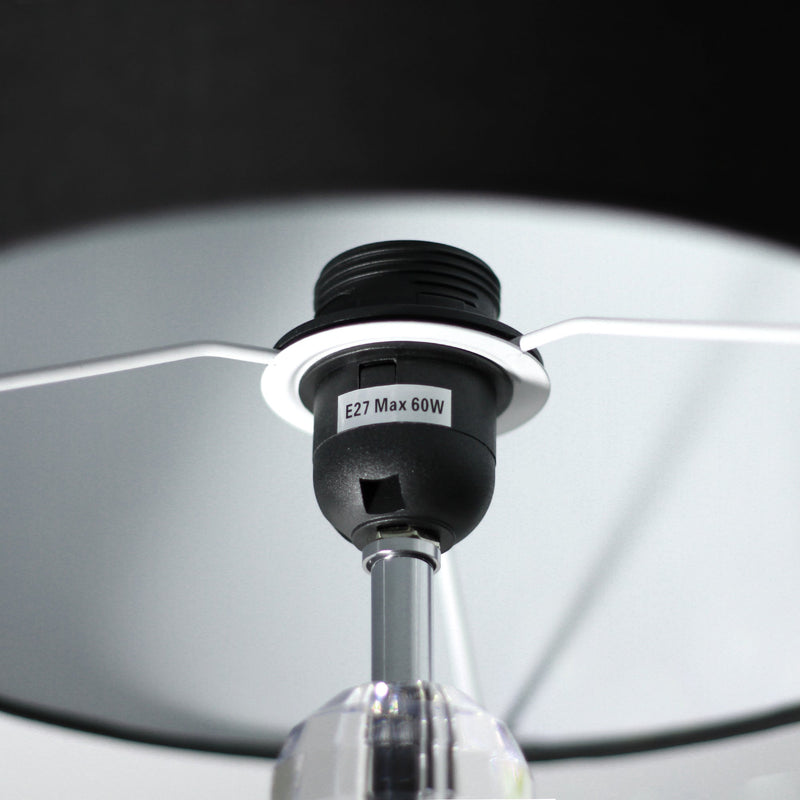 Moby Table Lamp - Acrylic Chrome Base Black Drum Shade