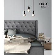 Winged Bedhead King Grey - LUCA Art Deco Studded Headboard - Lucendi Home