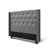 Winged Bedhead Queen Grey - LUCA Art Deco Studded Headboard - Lucendi Home