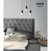 Winged Bedhead Queen Grey - LUCA Art Deco Studded Headboard - Lucendi Home